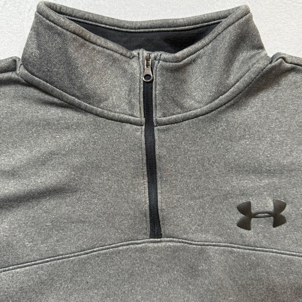 Under Armour Mens Large ColdGear 1/4 Zip Loose Fit Pullover‎ Sweatshirt Gray
